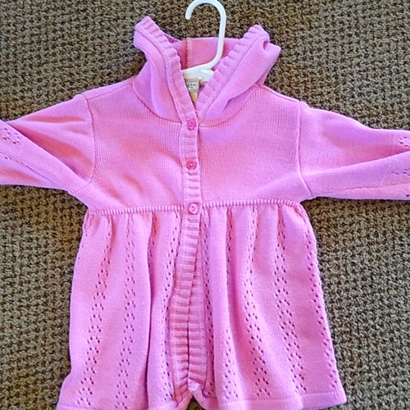 💗Arizona Girls Hooded Sweater. Flowy Crocheted Look. Sz 4T Pink, 3 button - Picture 7 of 9